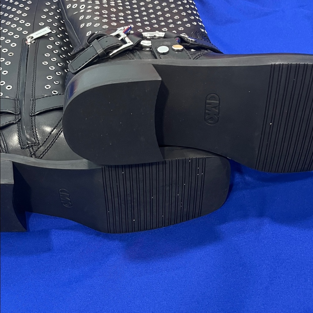 Michael Kors Black Studded Combat Moto Boots - Picture 2 of 4